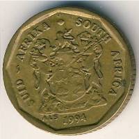 () Монета ЮАР (Южная Африка) 1990 год 10  ""   Сталь, покрытая Латунью  UNC